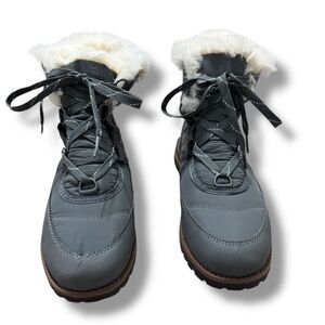 Rock & Candy Danlea Faux Fur Lace Up Booties Gray Water Repellent Women’s 8.5N